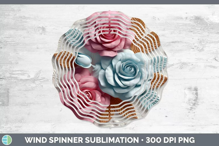3D Flowers Rose Wind Spinner Sublimation Spinner Designs