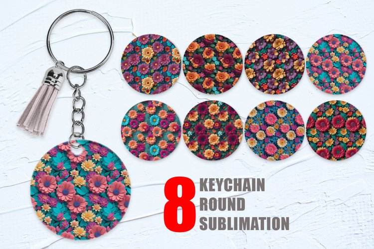 3D Flowers Pattern Keychain | Keyring