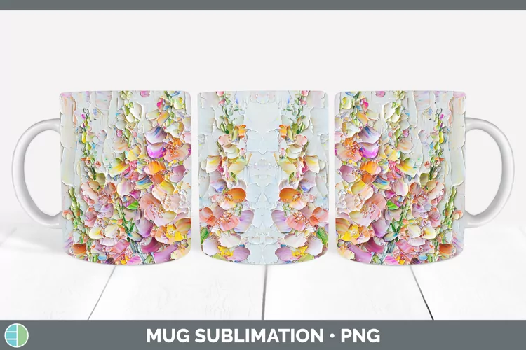 3D Flowers Snapdragon Mug Wrap Sublimation Coffee Cup Design