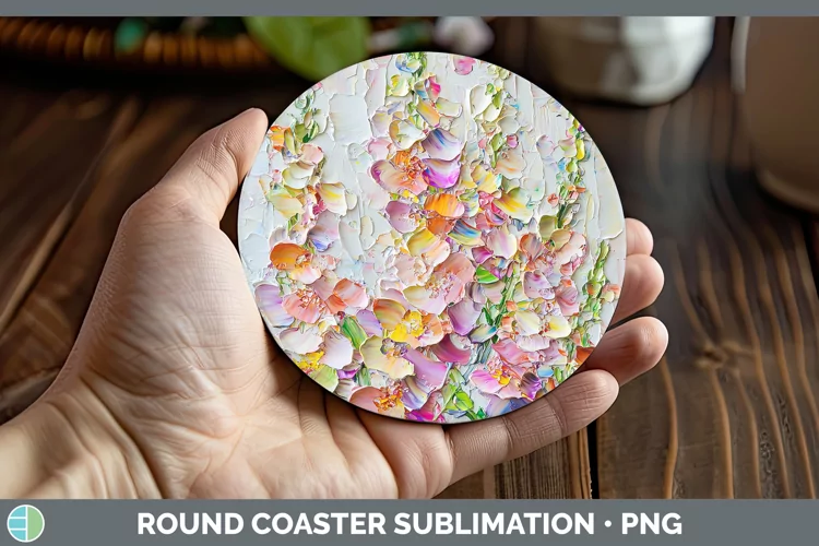 3D Flowers Snapdragon Round Coaster Sublimation Coaster Desi