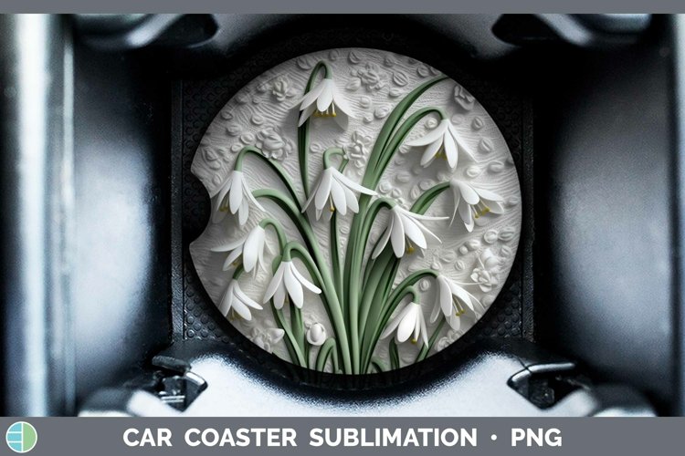 3D Flowers Snowdrop Car Coaster Sublimation Coaster Designs