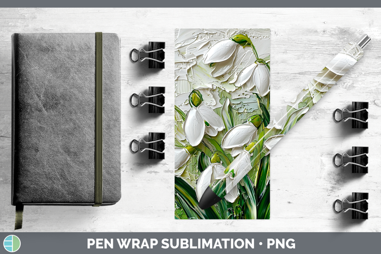 3D Flowers Snowdrop Pen Wrap Sublimation Pen Designs