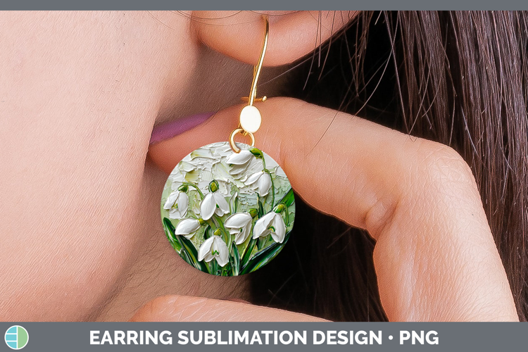 3D Flowers Snowdrop Round Earrings Sublimation Earrings Desi