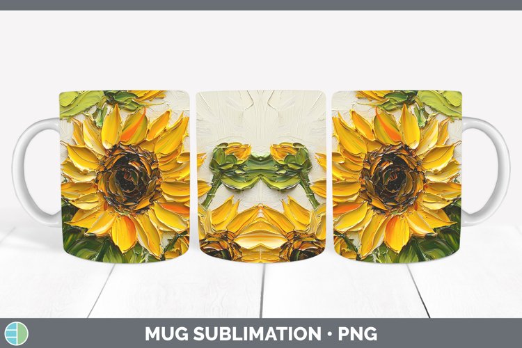 3D Flowers Sunflower Mug Wrap Sublimation Coffee Cup Designs