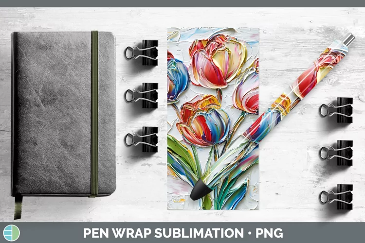 3D Flowers Tulip Pen Wrap Sublimation Pen Designs