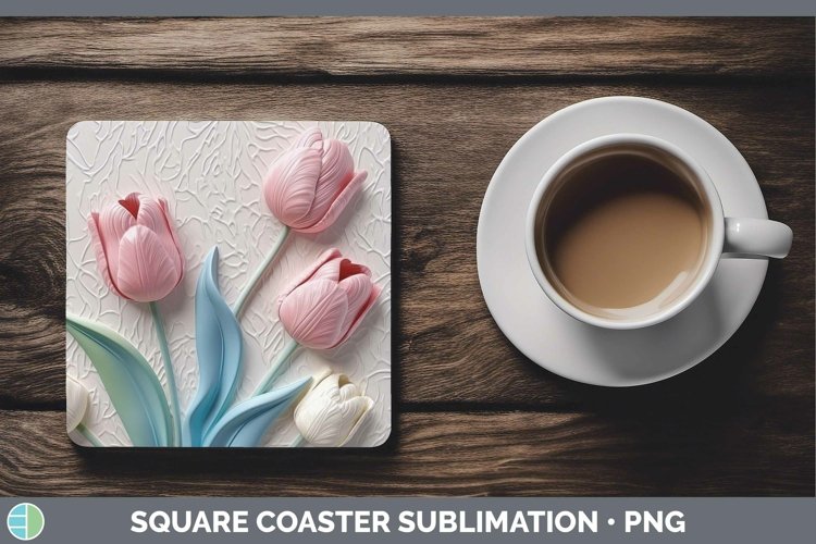 Gorgeous3D Flowers Square Coaster design.