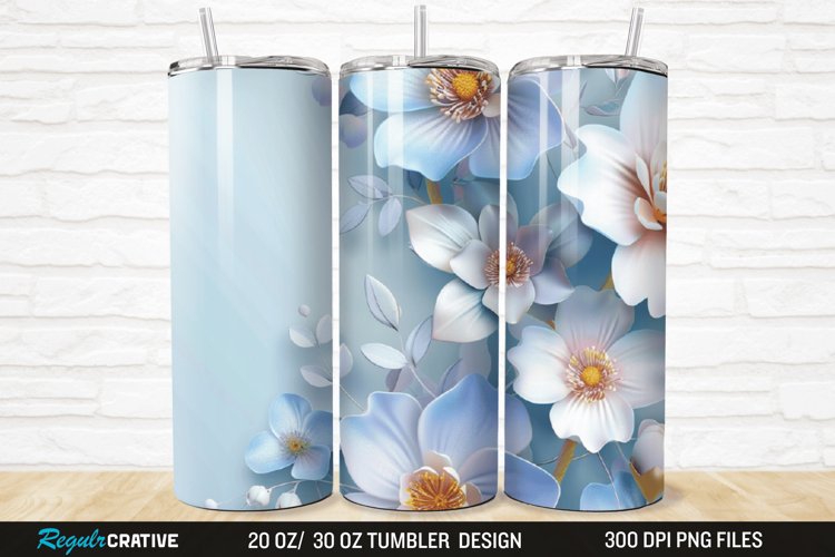 3D Flowers 20/30oz Skinny Tumbler example image 1