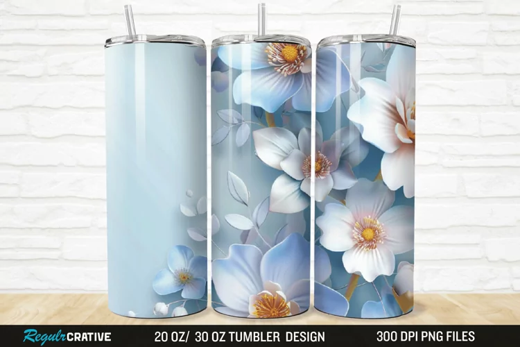 3D Flowers 20/30oz Skinny Tumbler