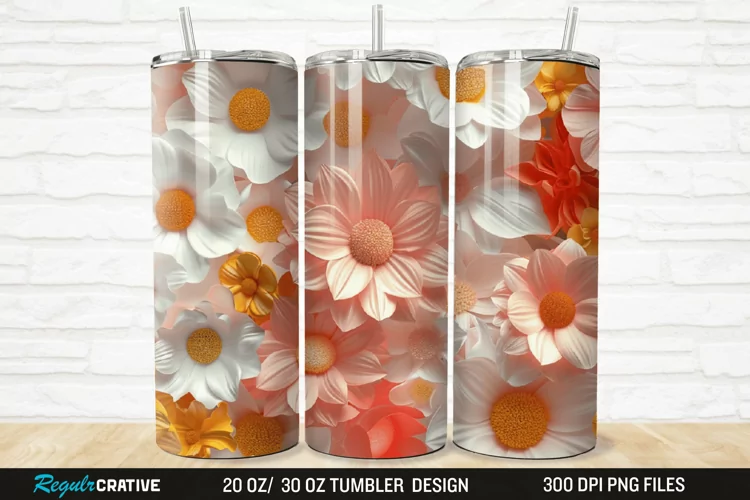 3D Flowers 20/30oz Skinny Tumbler