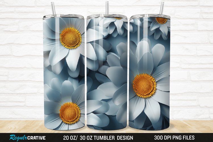 3D Flowers 20/30oz Skinny Tumbler example image 1
