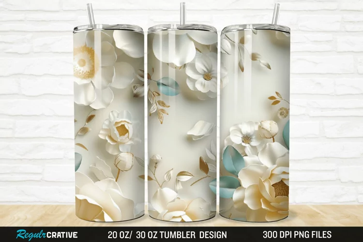 3D Flowers 20/30oz Skinny Tumbler