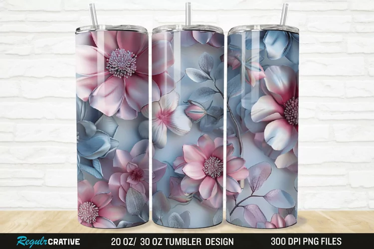 3D Flowers 20/30oz Skinny Tumbler