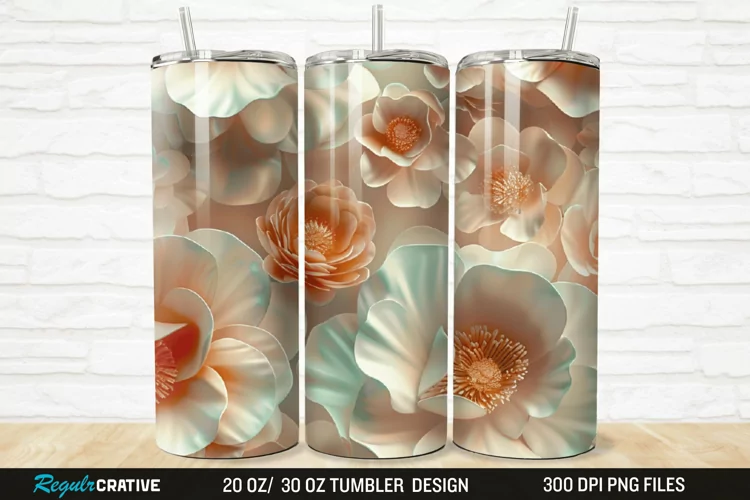 3D Flowers 20/30oz Skinny Tumbler