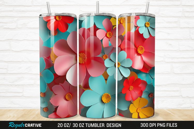 3D Flowers 20/30oz Skinny Tumbler