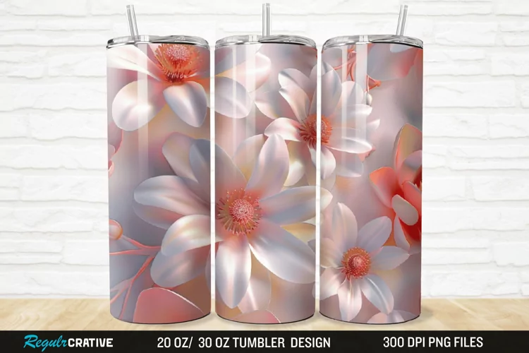 3D Flowers 20/30oz Skinny Tumbler