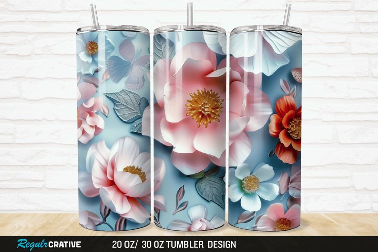 3D Flowers 20/30oz Skinny Tumbler example image 1