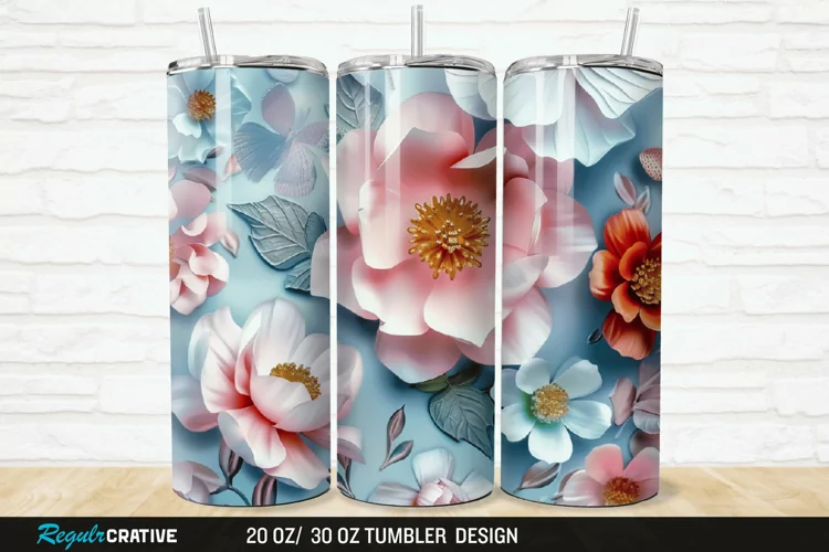 3D Flowers 20/30oz Skinny Tumbler