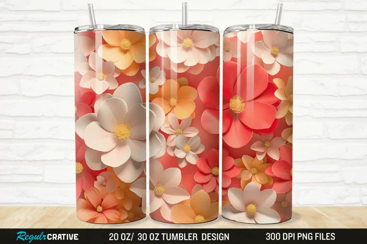 3D Flowers 20/30oz Skinny Tumbler