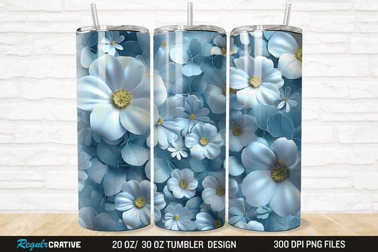 3D Flowers 20/30oz Skinny Tumbler example image 1