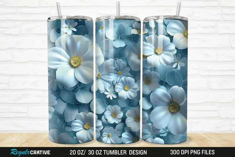 3D Flowers 20/30oz Skinny Tumbler