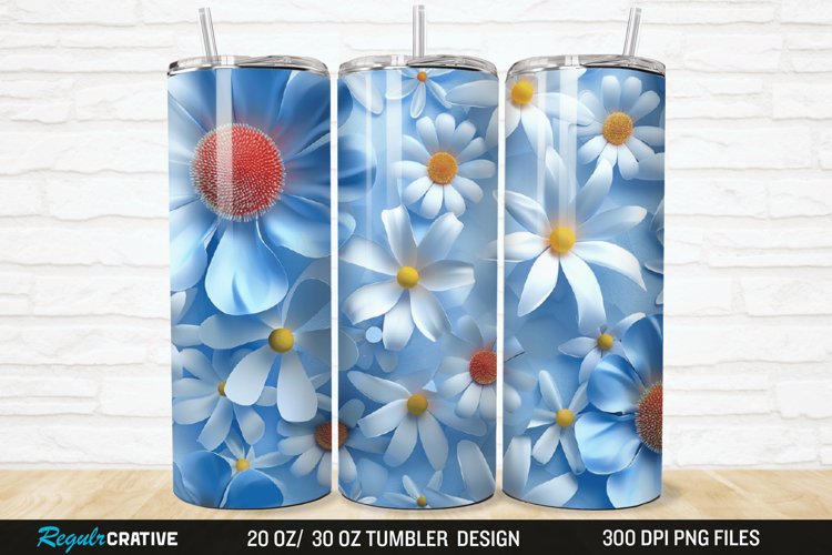 3D Flowers 20/30oz Skinny Tumbler example image 1