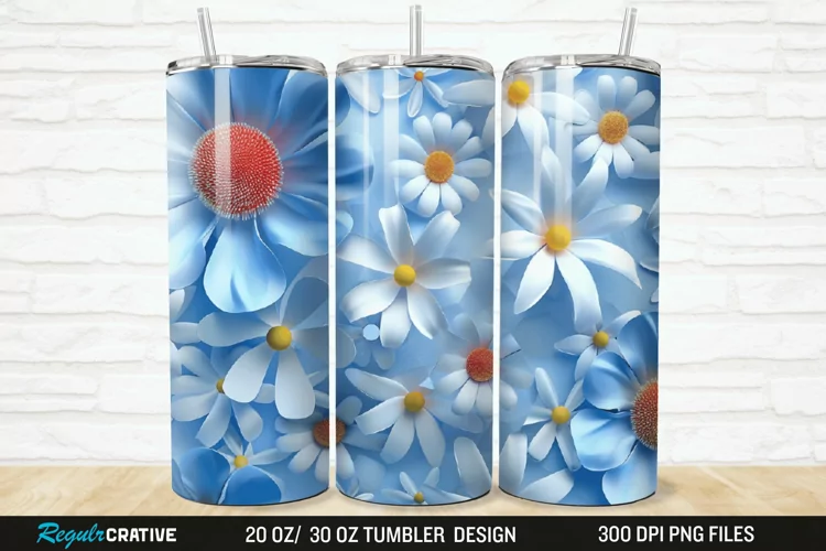 3D Flowers 20/30oz Skinny Tumbler