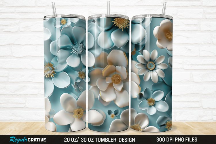 3D Flowers 20/30oz Skinny Tumbler example image 1
