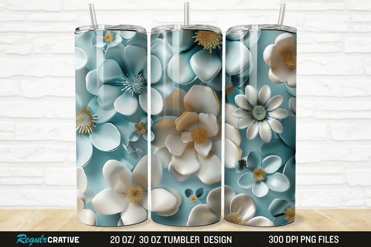 3D Flowers 20/30oz Skinny Tumbler