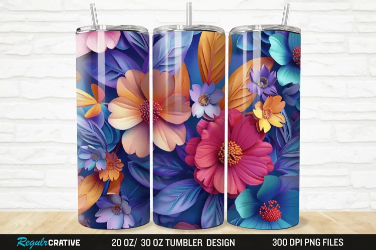 3D Flowers 20/30oz Skinny Tumbler