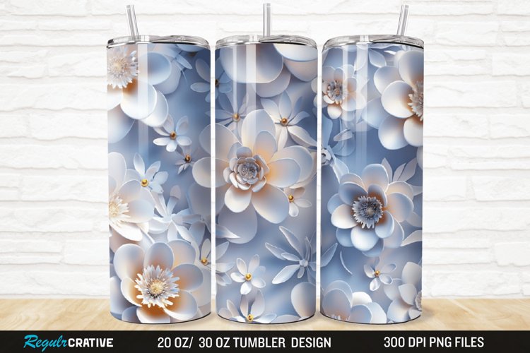 3D Flowers 20/30oz Skinny Tumbler example image 1