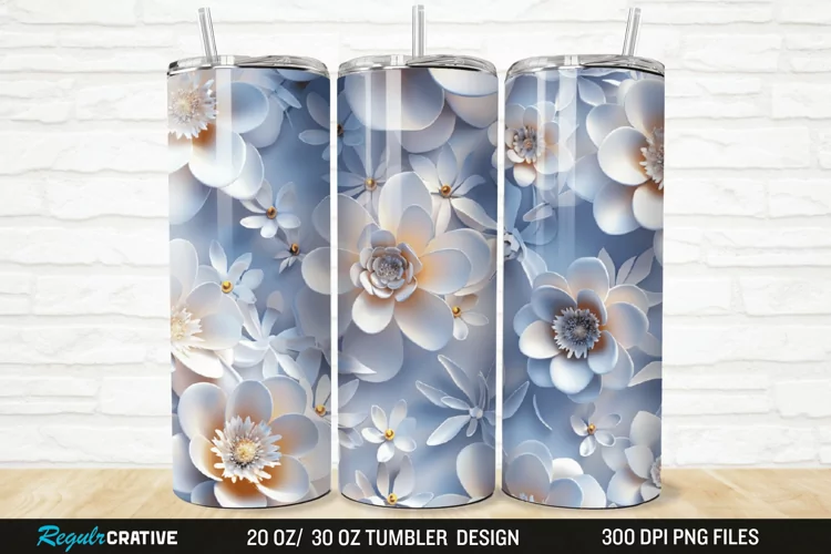 3D Flowers 20/30oz Skinny Tumbler