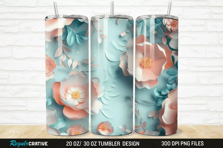 3D Flowers 20/30oz Skinny Tumbler