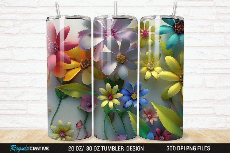 3D Flowers 20/30oz Skinny Tumbler