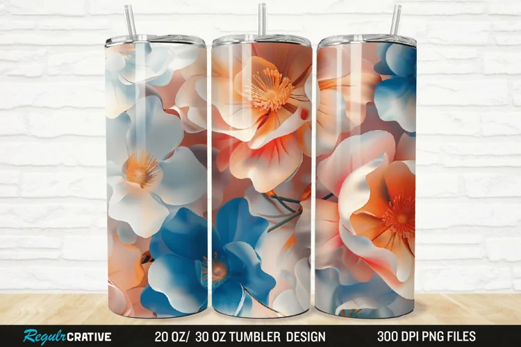3D Flowers 20/30oz Skinny Tumbler