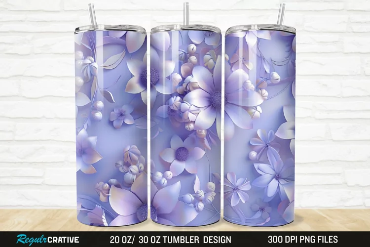 3D Flowers 20/30oz Skinny Tumbler