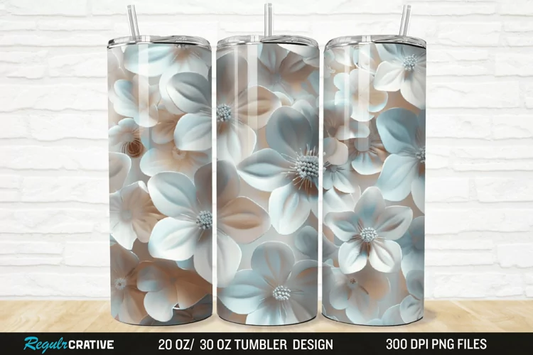3D Flowers 20/30oz Skinny Tumbler