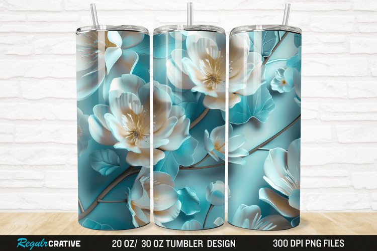 3D Flowers 20/30oz Skinny Tumbler example image 1