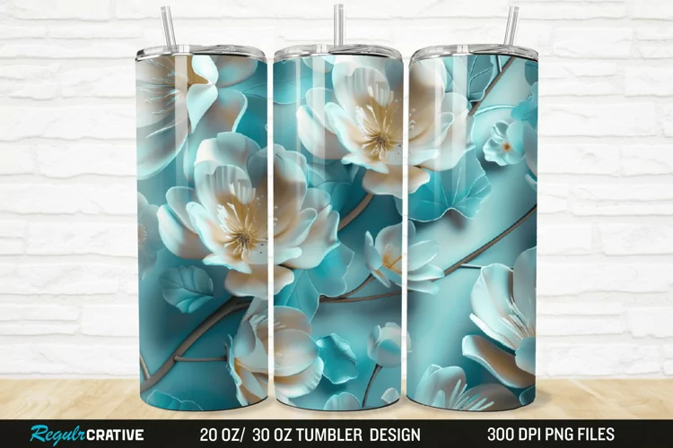 3D Flowers 20/30oz Skinny Tumbler