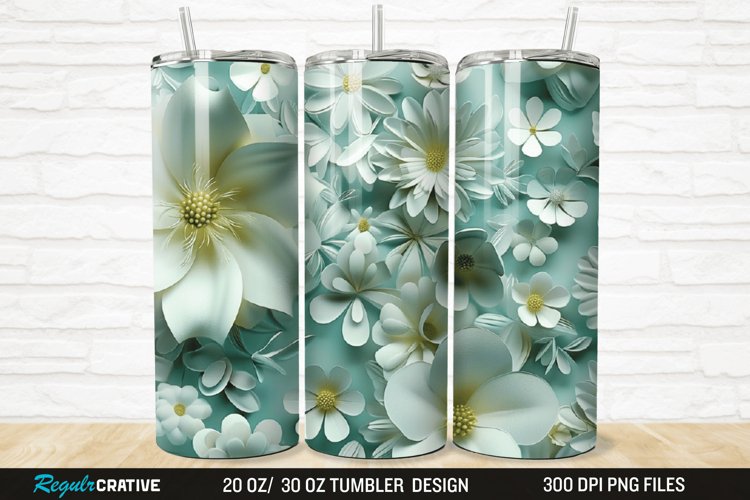 3D Flowers 20/30oz Skinny Tumbler example image 1