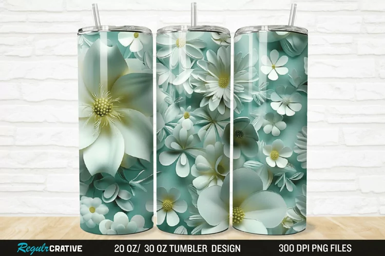 3D Flowers 20/30oz Skinny Tumbler