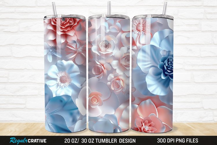 3D Flowers 20/30oz Skinny Tumbler