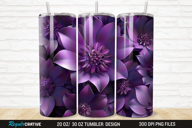 3D Flowers 20/30oz Skinny Tumbler example image 1