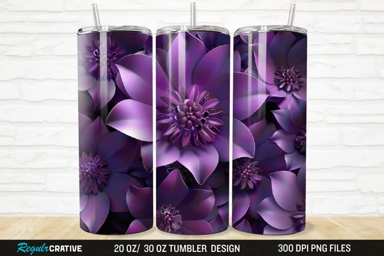 3D Flowers 20/30oz Skinny Tumbler