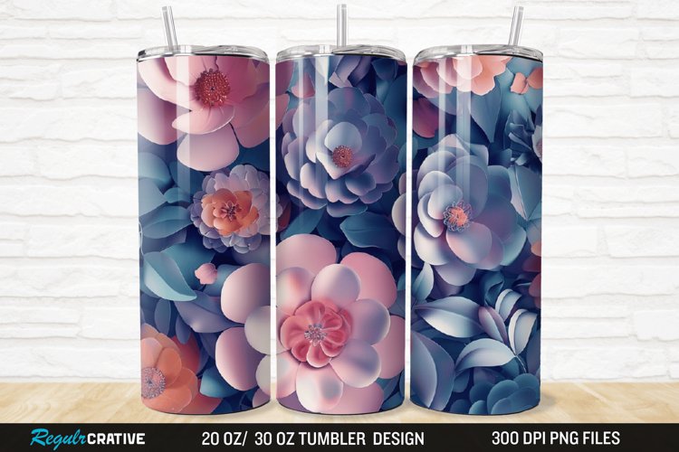 3D Flowers 20/30oz Skinny Tumbler