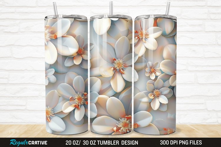 3D Flowers 20/30oz Skinny Tumbler example image 1
