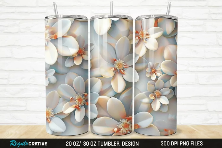 3D Flowers 20/30oz Skinny Tumbler