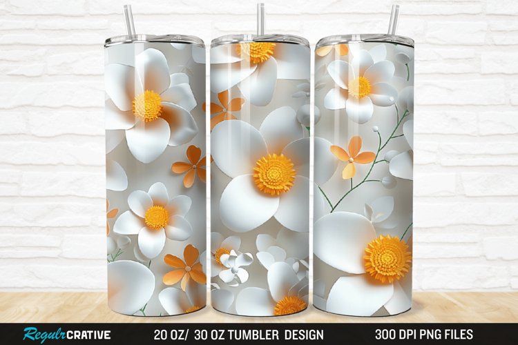 3D Flowers 20/30oz Skinny Tumbler example image 1