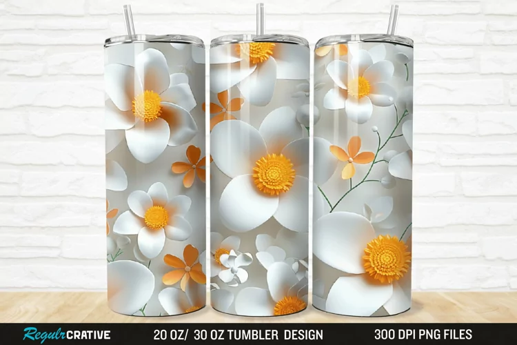 3D Flowers 20/30oz Skinny Tumbler