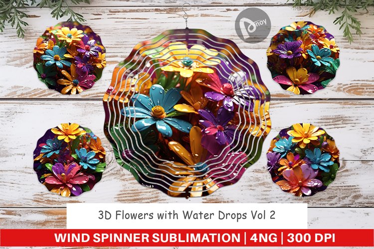 Wind Spinner 3D Flowers with Waterdrop
