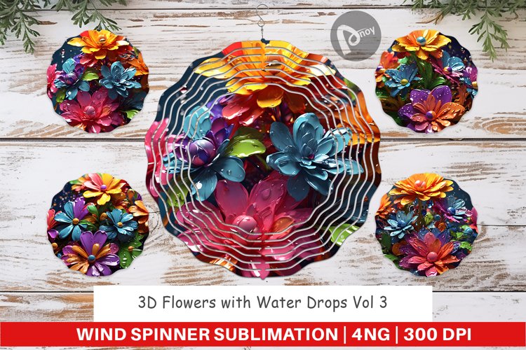 Wind Spinner 3D Flowers with Waterdrop